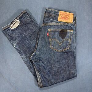 Levis 501 XX Button Fly Men 36x32 Jeans Blue Denim Cotton Straight Leg Flawed